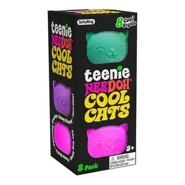 Nee Doh Teenie Cool Cats 1.5 Inch Squish Ball Fidget Toy - Set of 3