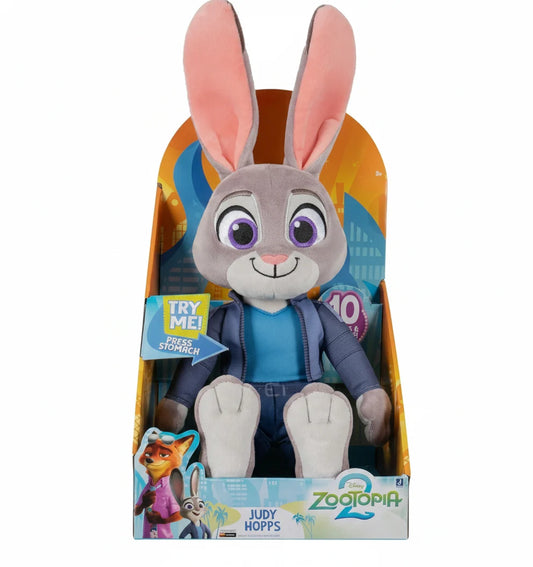 Disney Zootopia Judy Hopps 10-Inch Interactive Plush Toy – Press Stomach Talking Police Officer Character Plush